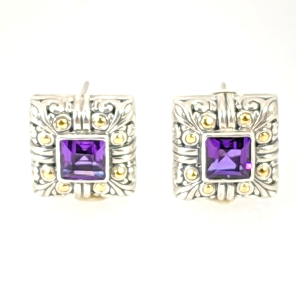 Amethyst sterling silver earrings - Picture 4 of 5